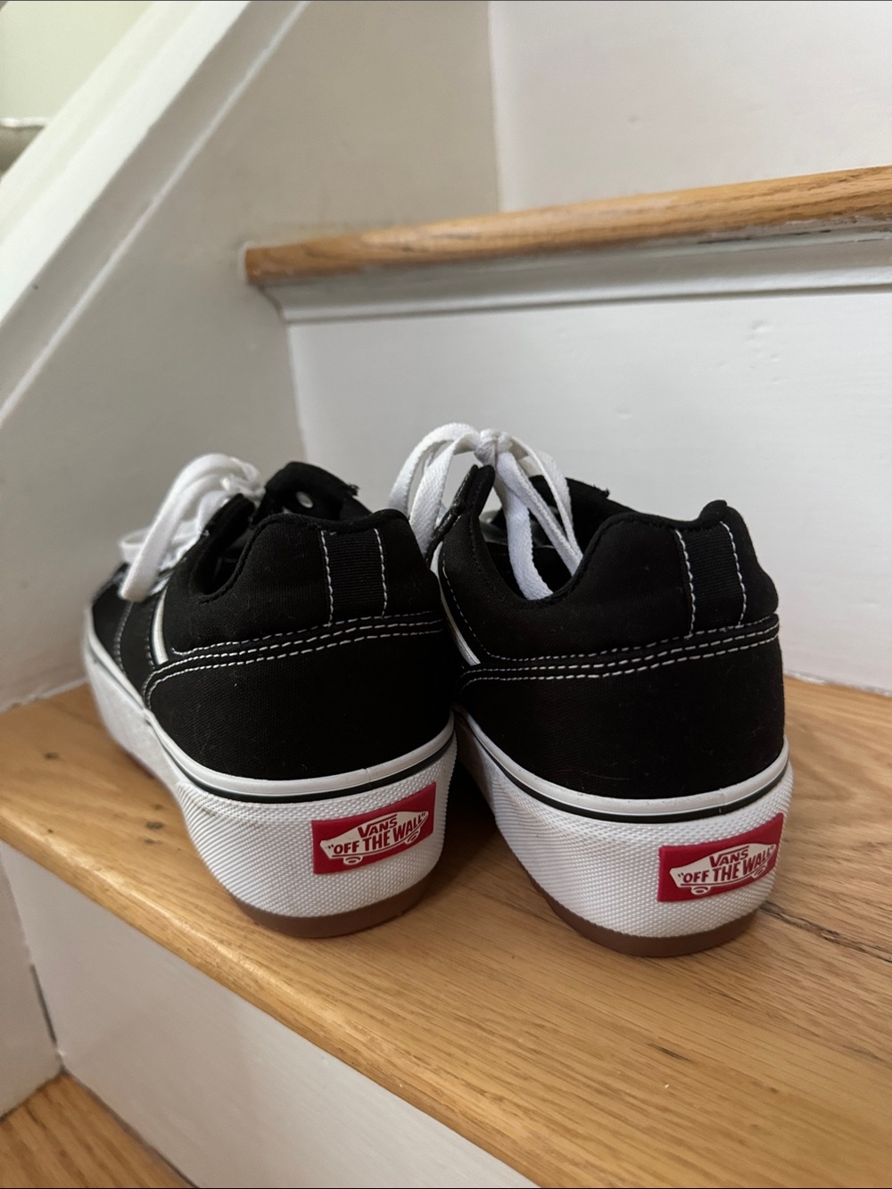 Vans Black and White Low-Top Platform Sneakers - Picture 2 of 5